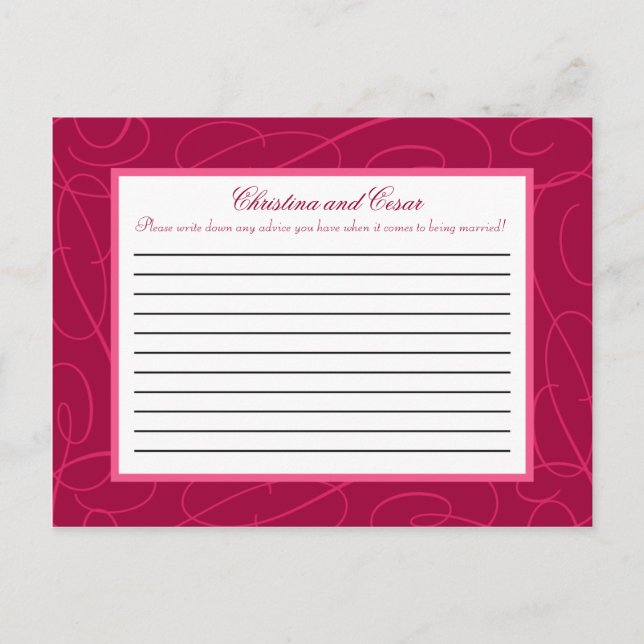 Cartão de Aconselhamento Escrito Framboesa Rosa Lo (Frente)