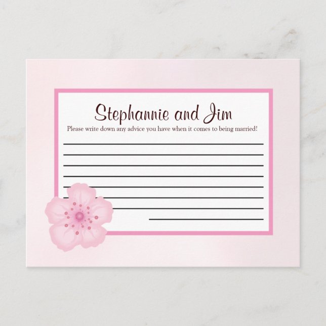 Cartão de Aconselhamento Escrito Pink Cherry Bloss (Frente)