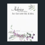 Cartão de Aconselhamento Floral para Lavandas de F<br><div class="desc">Linda Watercolor Flores Selvagens de Verde Suave e Lavanda e Purples. Personalize com os detalhes do evento de forma fácil e rápida,  basta pressionar o botão personalizar. Coordenando floral nas costas. Itens correspondentes para concluir sua coleção de eventos estão disponíveis em nossa loja Zazzle!</div>