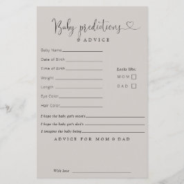 Cartão de aconselhamento sobre previsões de bebês 
