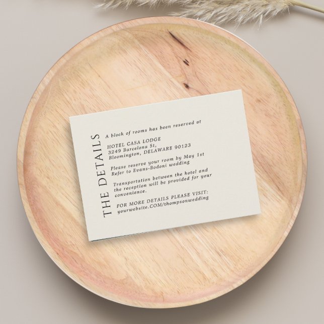 Cartão de Acréscimo Bege Preto para Casamento Mode (Criador carregado)