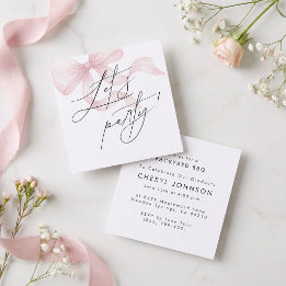 Cartão de Acréscimo para Convite de Festa com Laço