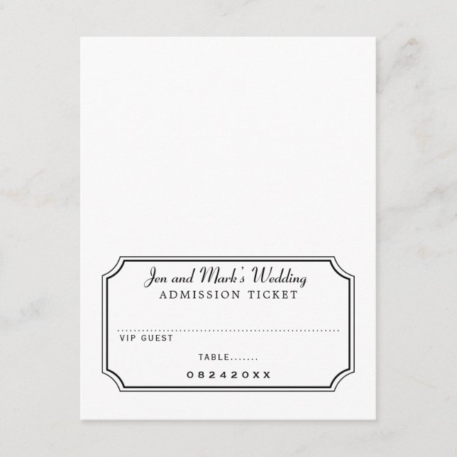 Cartão de Admissão de Filme Preto e Branco (Frente)