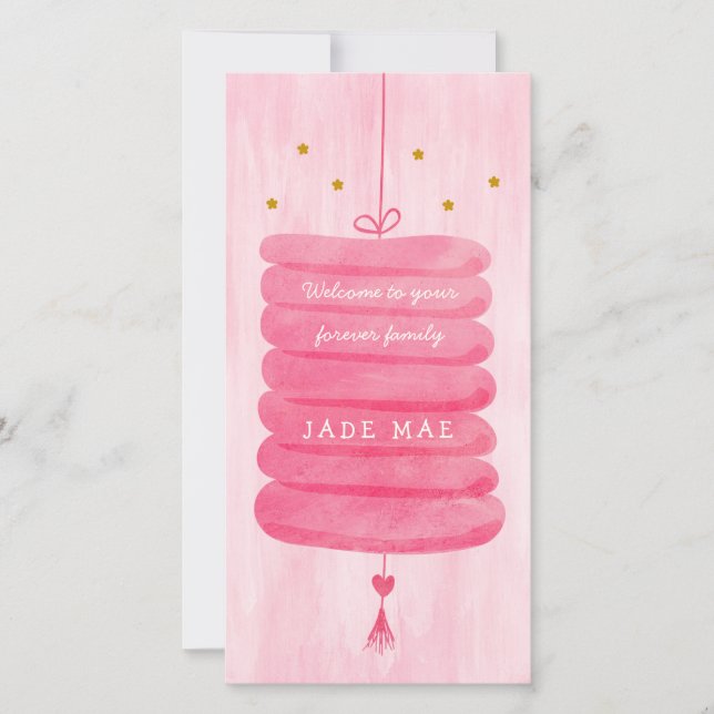 Cartão de Adoção Rosa - Um Lampão Familiar Para Se (Frente)