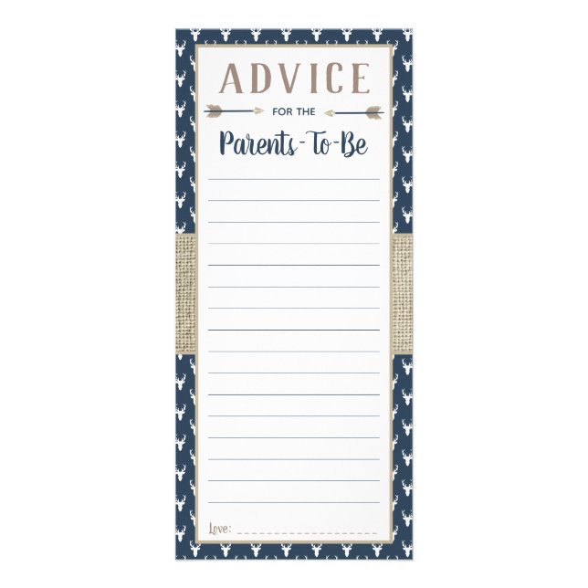 Cartão de Advertência, Chá de fraldas, Burlap (Frente)