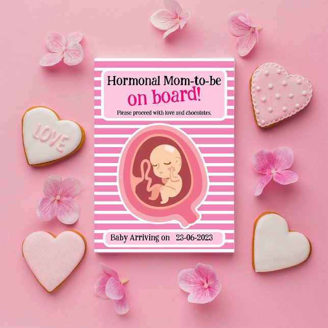 Cartão de Advertência de Gravidez Engraçado - Rosa (Criador carregado)