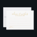 Cartão de Advertência e Desejo Dourados de Script<br><div class="desc">Adicione um toque pessoal ao seu casamento com um moderno conselho de casamento e um cartão de desejos. Este cartão de conselho apresenta o título em ouro, estilo de fonte de caligrafia moderna e detalhes no estilo de fonte dourado sans serif em fundo branco. Perfeito para casamento, chá de fraldas,...</div>