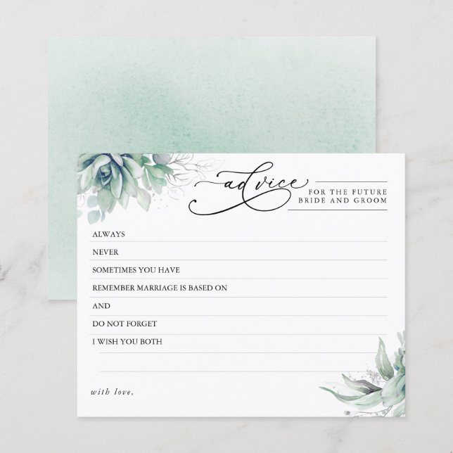 Cartão de Advertência para Suculentes Elegantes (Frente/Verso)