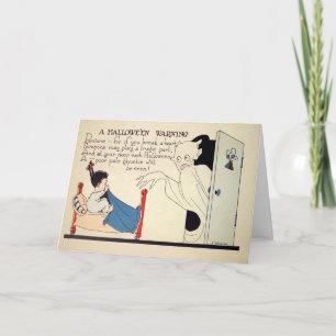 Cartão de Advertência Vintage Creepy Halloween