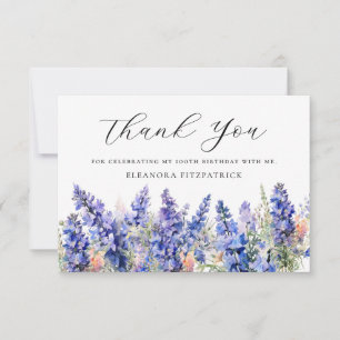 Cartão De Agradecimento 100º Aniversário Azul Julho Flor Personalizado Flo
