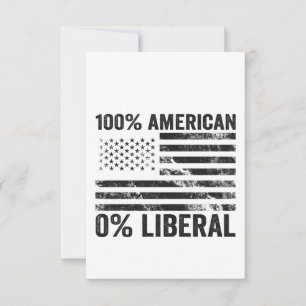 Cartão De Agradecimento 100% americano 0% Liberal Republicano Bandeira Ame