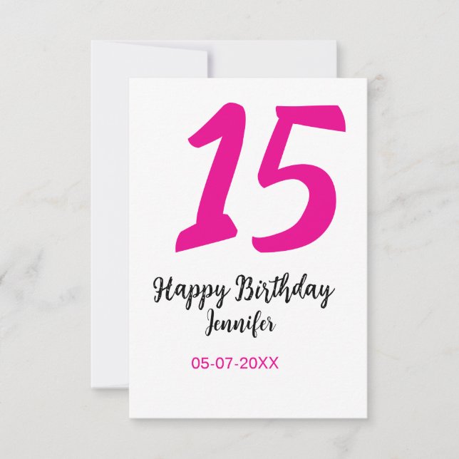 Cartão De Agradecimento 15 aniversário quiencenera adicionar data ano mode (Frente)