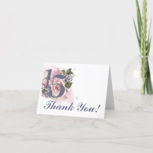 Cartão De Agradecimento 15 Birthday Quinceanera Chic Floral Watercolor