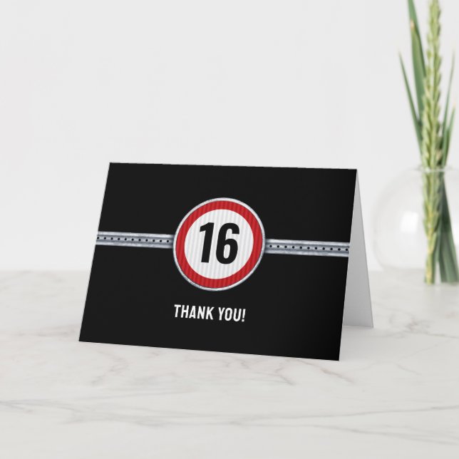 Cartão De Agradecimento 16th Birthday Speed Limit (Frente)