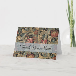 Cartão De Agradecimento 1918 Vintage Rich Floral Tapeçaria Brocade Damask