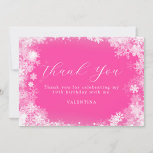 Cartão De Agradecimento 19.º aniversário Floco de Neve Rosa