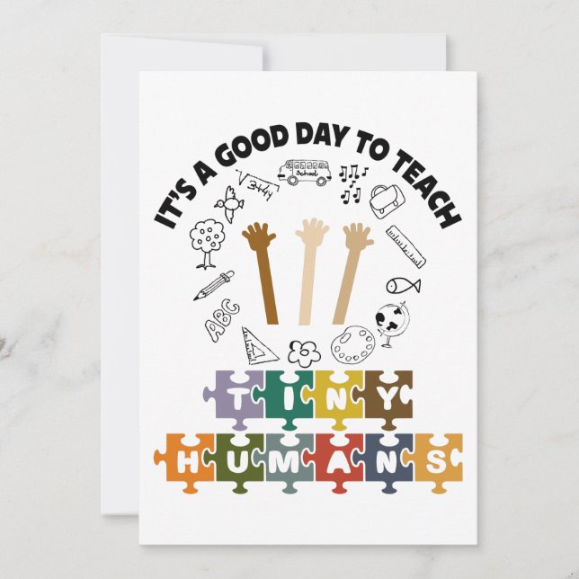 Cartão De Agradecimento 1/4, é um bom dia ensinar seres humanos, professor (Frente)