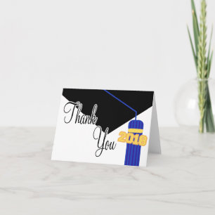 Cartão De Agradecimento 2018 Graduation Cap And Tassel Thank You (Blue)