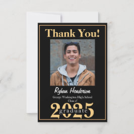 Cartão De Agradecimento 2025 Formando preto Dourado e preto Obrigado