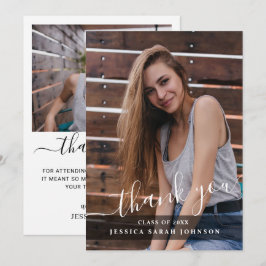 Cartão De Agradecimento 2 Foto: Graduação Simples Minimalista Moderna