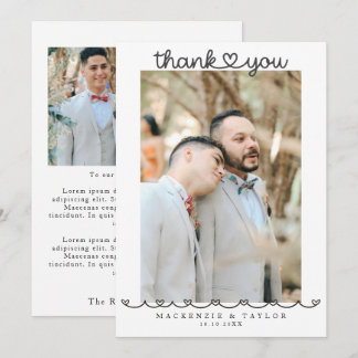 Cartão De Agradecimento 2 Fotografias Mensagem de Casamento Gay Personaliz