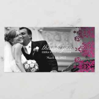 Cartão De Agradecimento 311-Dashing Damask | Magenta, Obrigado Foto