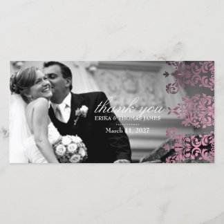 Cartão De Agradecimento 311-Dashing Damask | Rosa claro Obrigado Foto