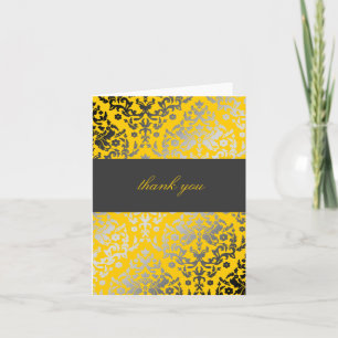 Cartão De Agradecimento 311-Dazzling Damask Thank You Yellow
