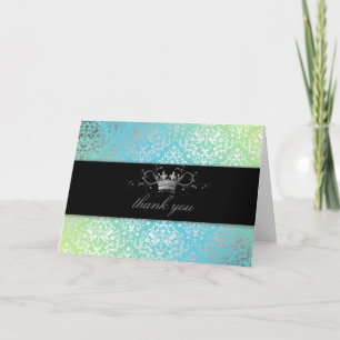 Cartão De Agradecimento 311-Dazzling Damask Turquoise & Lime Thank you