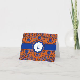 Cartão De Agradecimento 311-Lauren Damask   Azul Real