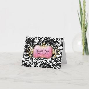 Cartão De Agradecimento 311-Lavish Pink Plate  Black  Leaves
