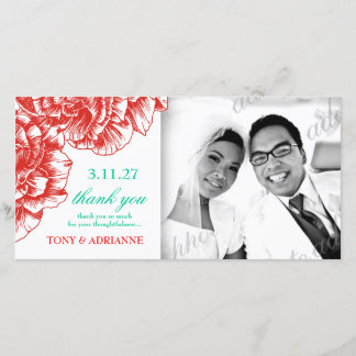 Cartão De Agradecimento 311-Le luxuoso Fleur - obrigado de turquesa do