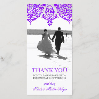 Cartão De Agradecimento 311 Mon Cherie Damask Fabuloso Roxo
