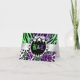 Cartão De Agradecimento 311 Zebra Leo-Tique Diamond Kiss Purple Green