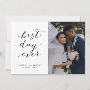 Cartão De Agradecimento 3 Foto do Casamento de Caligrafia no Melhor Dia
