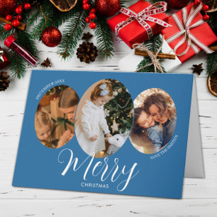 Cartão De Agradecimento 3 Fotos Feliz Natal Família
