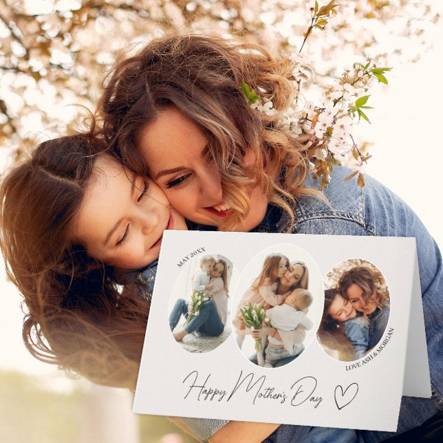 Cartão De Agradecimento 3 Photo Collage Happy Mother’s Day (Criador carregado)