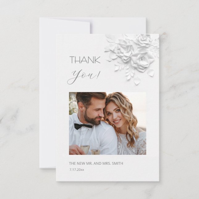 Cartão De Agradecimento 3D Flowers Paper Cut Roses Thank You Card (Frente)