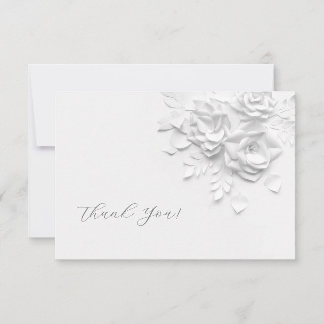 Cartão De Agradecimento 3D Flowers Paper Cut Roses Thank You Card (Frente)