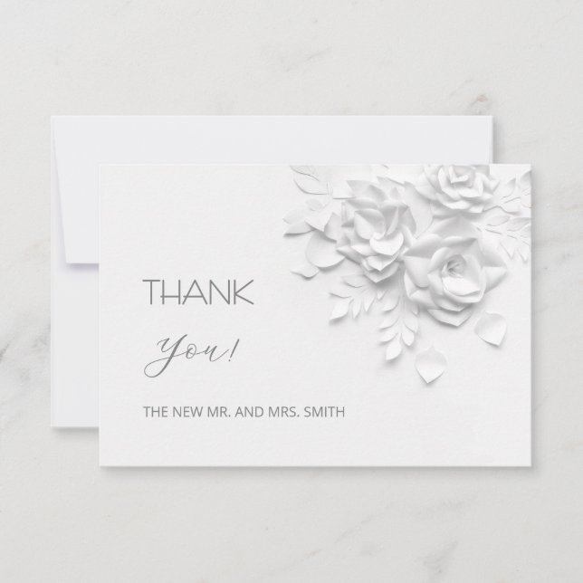 Cartão De Agradecimento 3D Flowers Paper Cut Roses Thank You Card (Frente)