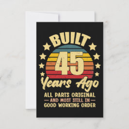 Cartão De Agradecimento 45 Years Ago All Parts Original 45th Birthday