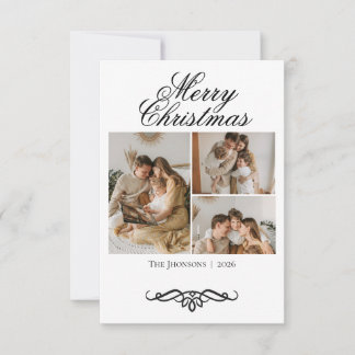 Cartão De Agradecimento 4 Colagem de Fotos Natal Script Giratório