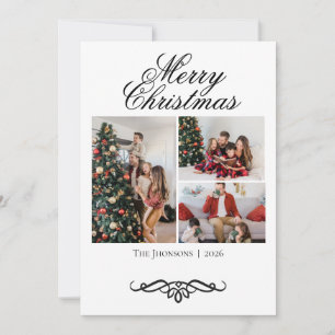 Cartão De Agradecimento 4 Colagem de Fotos Natal Script Giratório