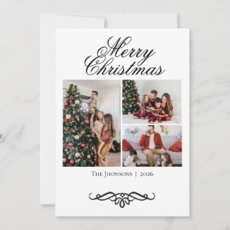 Cartão De Agradecimento 4 Colagem de Fotos Natal Script Giratório