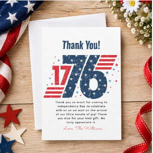 Cartão De Agradecimento 4 de Julho de 1776 Dia da Independência