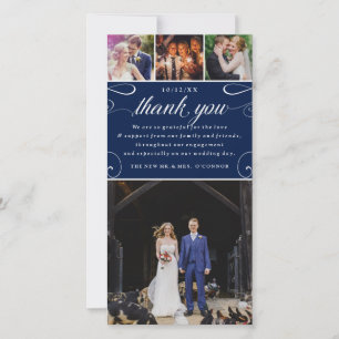 Cartão De Agradecimento 4 Foto personalizada Casamento de cores Obrigado C
