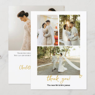 Cartão De Agradecimento 4 Fotografias Personalizadas Casamento