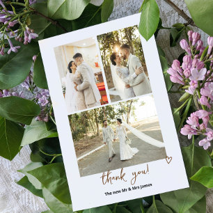 Cartão De Agradecimento 4 Fotografias Personalizadas Casamento