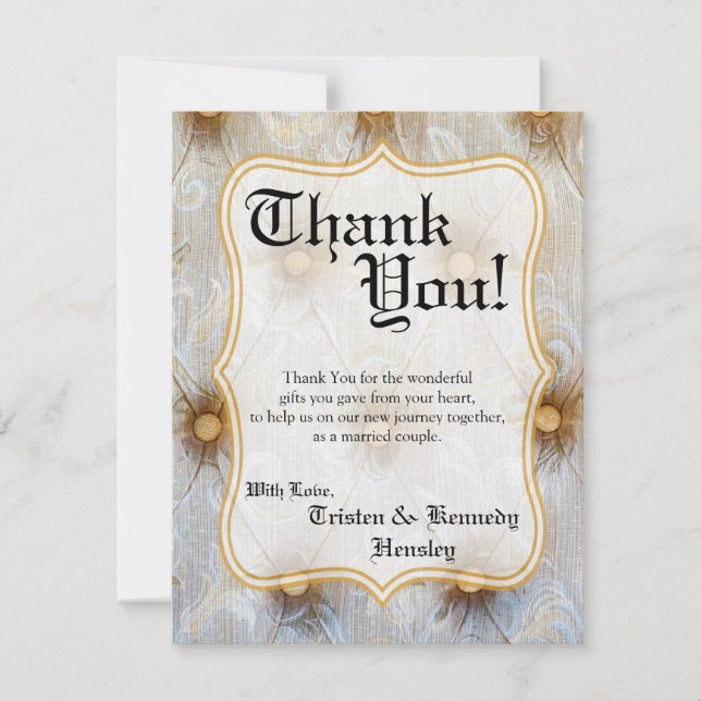 Cartão de agradecimento 4x5 FLAT Vintage tecido Ta (Frente)