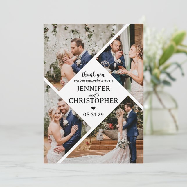 Cartão De Agradecimento 5 Elegante de Fotografias (Em pé/Frente)